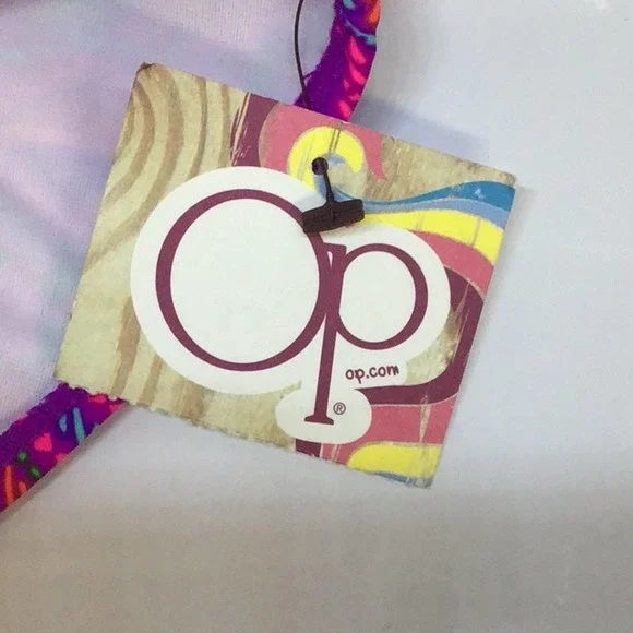 OP | Purple Geometric Juniors Bandeau Bikini S - Picture 6 of 8